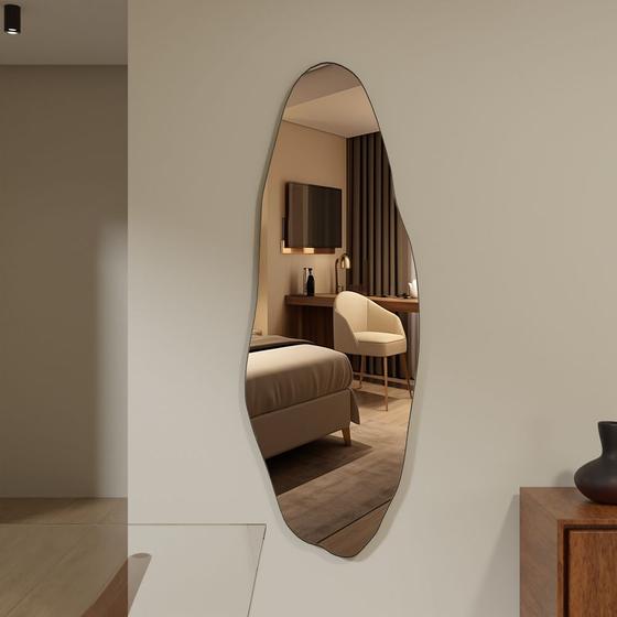 Imagem de Espelho Orgânico Pinterest 110x50cm Grande Modelo Flame Retrô Decorativo Sala Quarto Banheiro Adnet