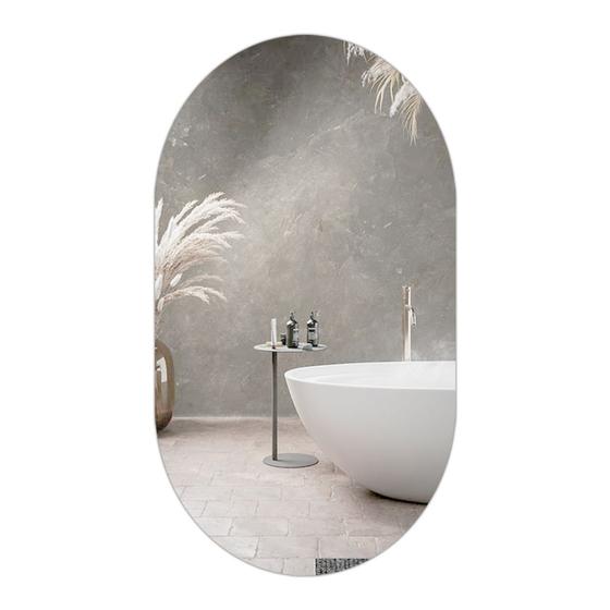 Imagem de Espelho Oval Grande 80x50cm Lapidado Decorativo Moderno Sala Banheiro Quarto