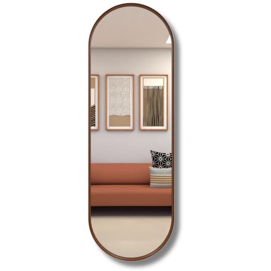 Imagem de Espelho Oval Grande Corpo Inteiro 150x50 Decoração Moldura em Metal