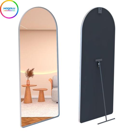 Imagem de Espelho Oval Grande Suporte de Chão com Base Reta 150x60 Corpo Inteiro - Moldura de metal