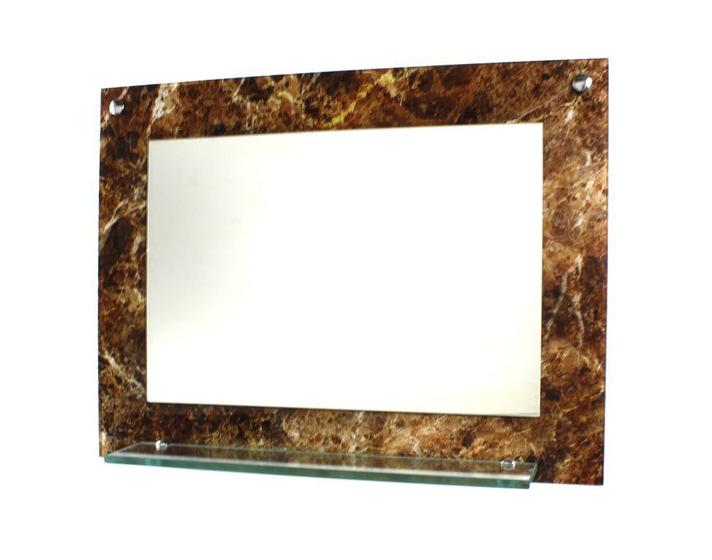 Imagem de Espelho para banheiro com prateleira 60cm x 45cm mármore imperador