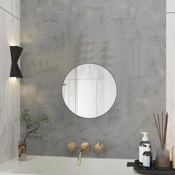 Imagem de Espelho Redondo 40cm Para Banheiro Quarto Sala Decorativo Parede Vidro Lapidado