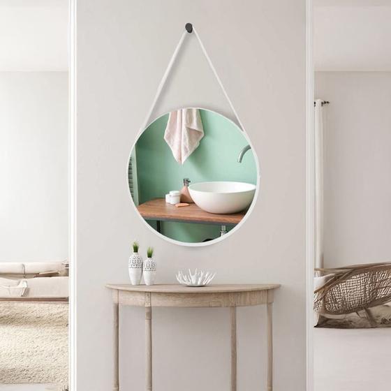 Espelho Redondo com Alça 50cm Modelo Adnet com Suporte para Lavabo Escritório Quarto – Outlet Dos Espelhos