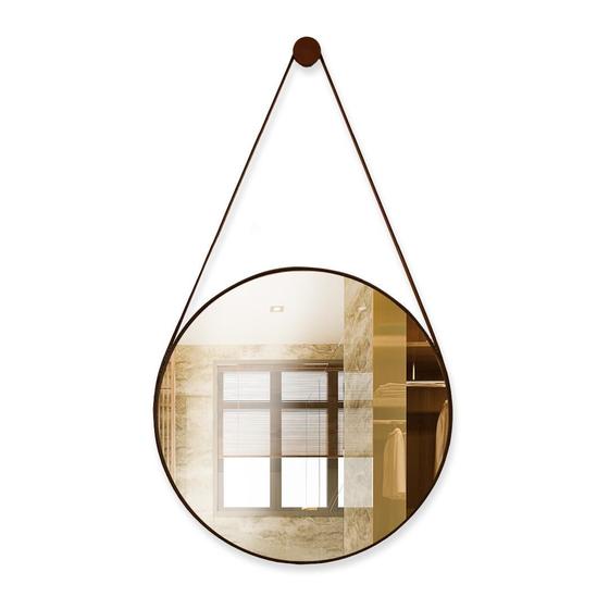 Imagem de Espelho Redondo Com Alça Decorativo Quarto Lavabo Sala Hall
