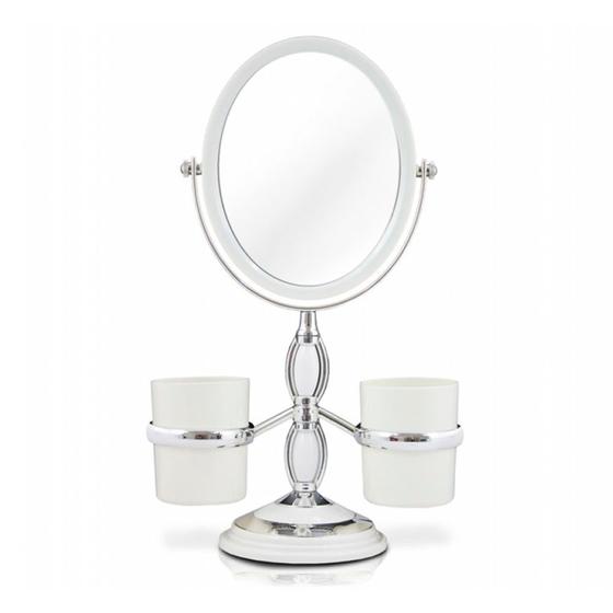 Imagem de Espelho Redondo de Mesa Giratório Dupla Face 1X e 5X Aumento