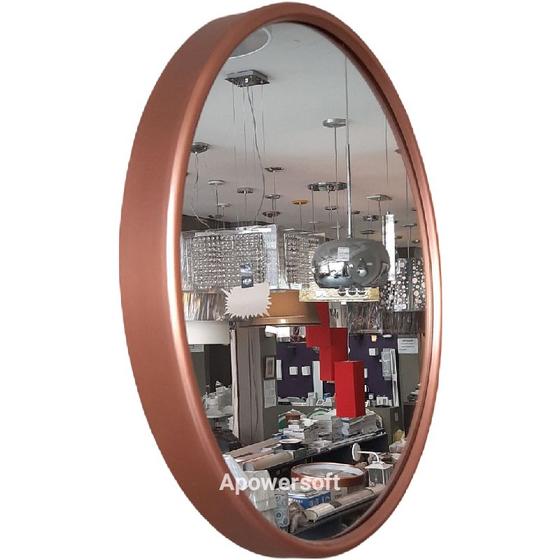 Imagem de Espelho Redondo Decorativo 60cm Com Moldura de Alumínio Design Recuado COBRE