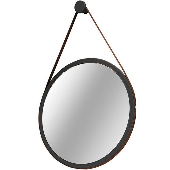 Imagem de Espelho Redondo Decorativo Adnet Escandinavo com Alça de Material Sintético 67 cm Nix - Lyam Decor