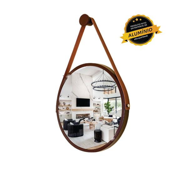 Espelho Redondo Decorativo Suspenso Alça 30cm + Suporte Menor preço em Espelho Redondo Decorativo Suspenso Alça 30cm + Suporte