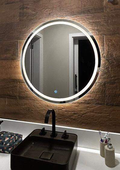 Imagem de Espelho REDONDO JATEADO Iluminado com Led e Botão Touch Screen