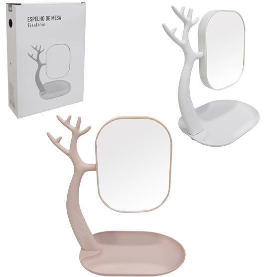Imagem de Espelho Retangular Giratorio Dupla Face Base Porta Objetos