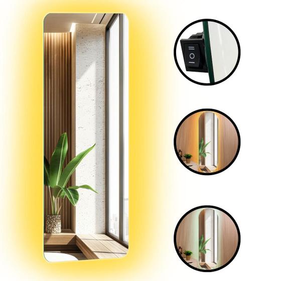 Imagem de Espelho Retangular Grande 150x40 Corpo Inteiro Decoração com LED  DUPLO 