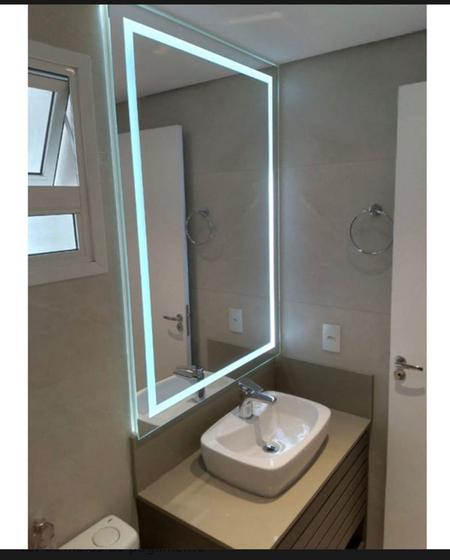 Espelho retangular jateado com Led 70x90 Menor preço em Espelho retangular jateado com Led 70x90