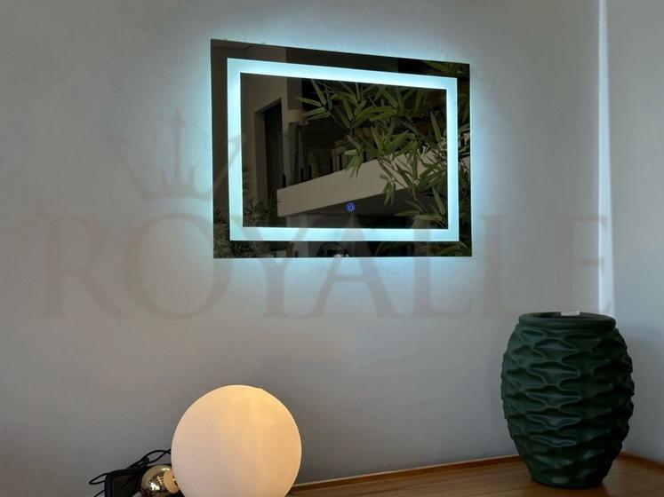 Imagem de Espelho Retangular Jateado Com Led 90x70 Horizontal Com Touch