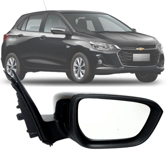 Imagem de Espelho Retrovisor Direito Lado Passageiro Carona Chevrolet Onix Plus Sedan 2019 2020 2021 2022 2023 Sensor Ponto Cego Com Capa