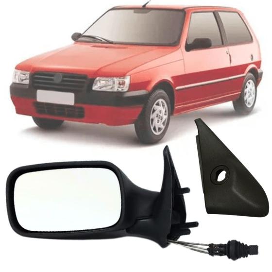 Imagem de Espelho Retrovisor Esquerdo Fiat Uno Fire 2001 2002 2003 2004 2 Portas Com Acabamento Regulagem Interna Manual