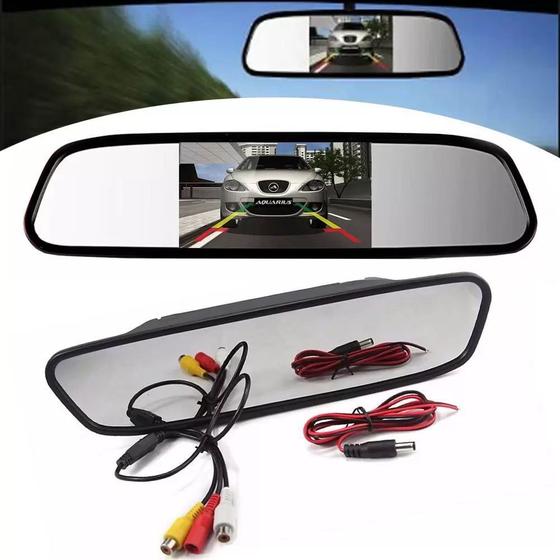 Espelho Retrovisor Monitor Tela Lcd 4,3 Para Câmera De Ré Menor preço em Espelho Retrovisor Monitor Tela Lcd 4,3 Para Câmera De Ré