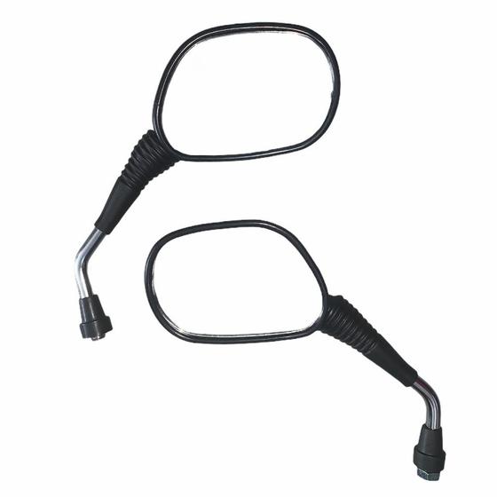 Imagem de Espelho Retrovisor P/ Moto Preto P/ Linha Yamaha YBR C/ Haste Cromada Cod.: 91130
