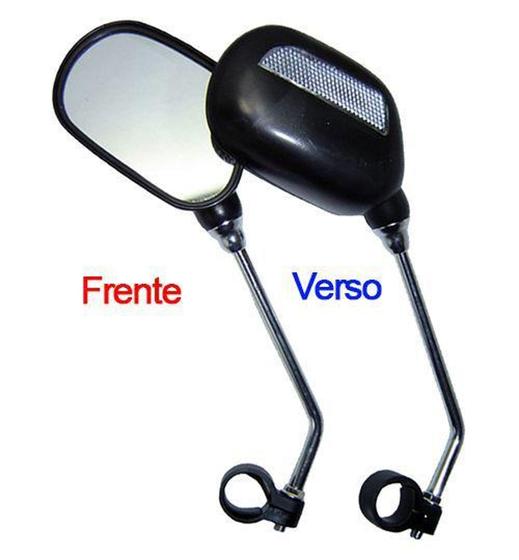 Imagem de Espelho Retrovisor Retangular Refletor C/Haste Preto - Ciclop