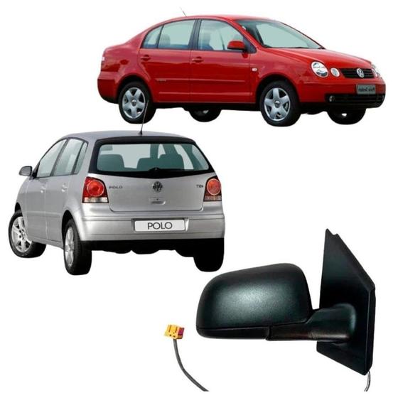 Imagem de Espelho Retrovisor Volkswagen Polo Hatch Sedan 2003 A 2008 Controle Elétrico Lado Direito