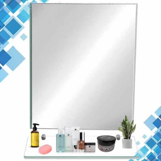 Imagem de Espelho vidro para banheiro 30x40 + prateleira 30x10