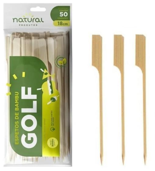 Imagem de Espeto De Bambu Golf Para Lanche 18Cm Com 50 Unidades Natural Produtos