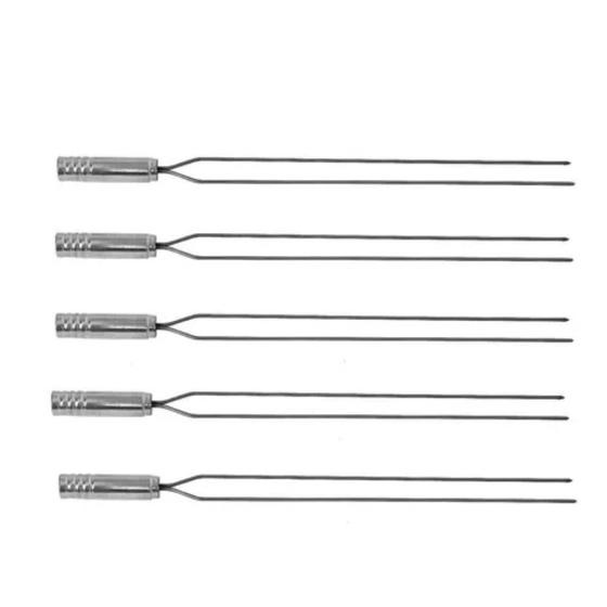 Espeto Duplo Para Churrasco De Inox - Kit C/5 Espetos Menor preço em Espeto Duplo Para Churrasco De Inox - Kit C/5 Espetos