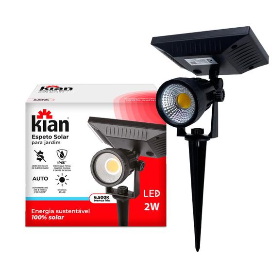 Imagem de Espeto Led Solar Preto 2w 6500k Branco Frio Ip65 P/ Jardim