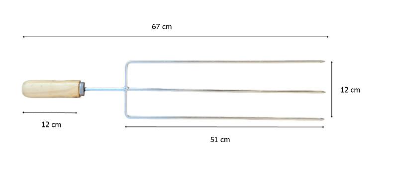 Imagem de Espeto triplo 69 cm cabo madeira
