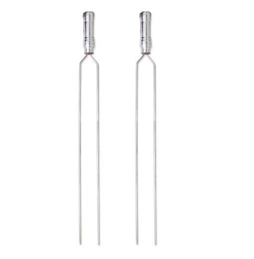 Imagem de Espetos Churrasco Aço Inox Duplo 85cm Cabo Revestido Kit com 2