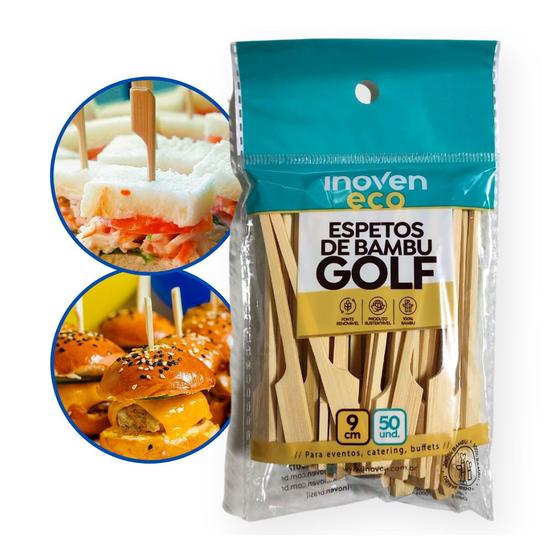 Imagem de Espetos de Bambu Golf para Lanche Inoven 9cm pct 50 Unidades