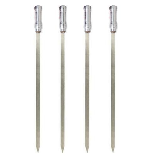 Imagem de Espetos de Churrasco Aço Inox Simp 75cm Chato Largo Kit com 4