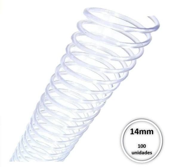 Imagem de Espiral Plastico para encadernação 14mm Transparente c/ 100 Pcs