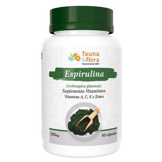 Espirulina Vitamina A, C, e e Zinco 500mg 60 cápsulas Fauna&Flora