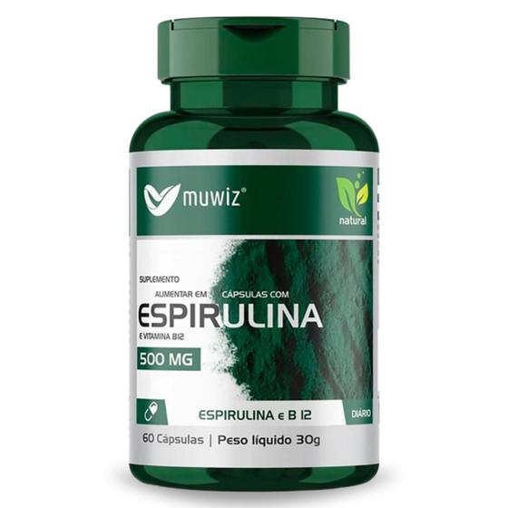 Imagem de Espirulina + Vitamina B12 Muwiz - 60 Cápsulas - Envio Express