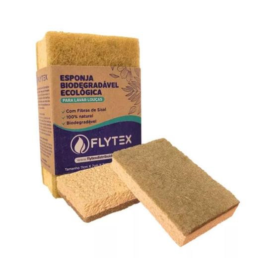 Imagem de Esponja biodegradavel com fibra de sisal flytex kit com duas unidades