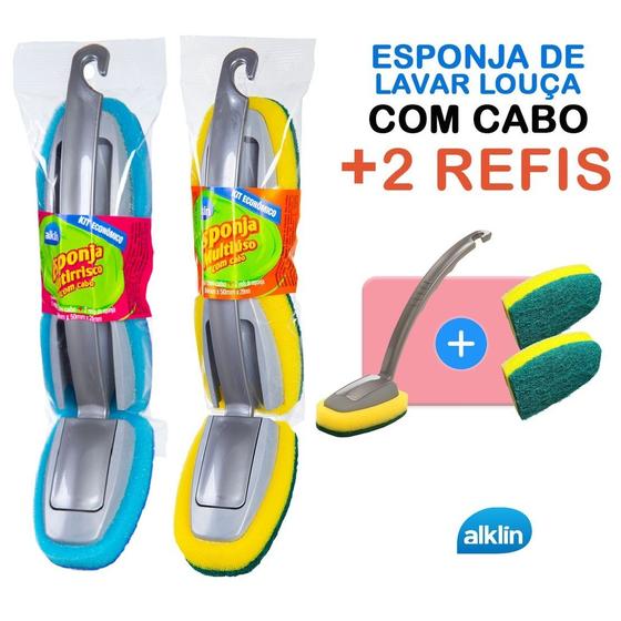 Imagem de Esponja Bucha Multiuso e Anti-risco Lavar Louça Com Cabo