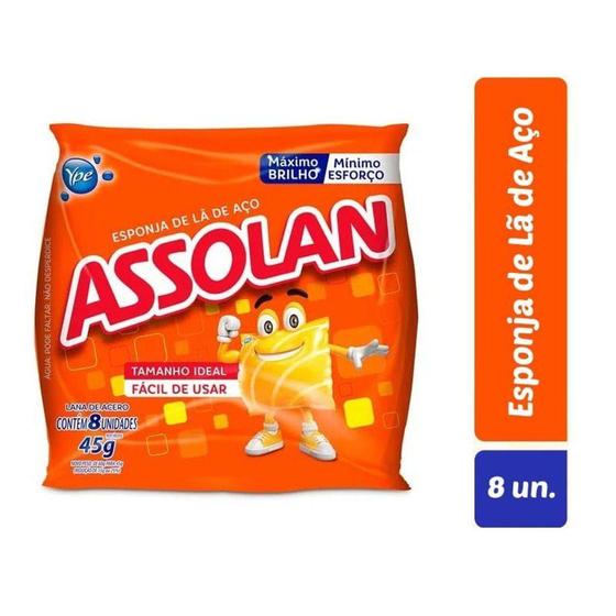 Imagem de Esponja de Aço ASSOLAN 45g Pct c/ 8un