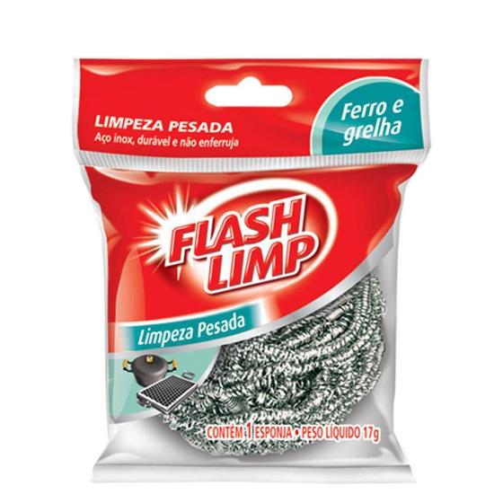 Imagem de Esponja de aço inox limpeza pesada Flash limp