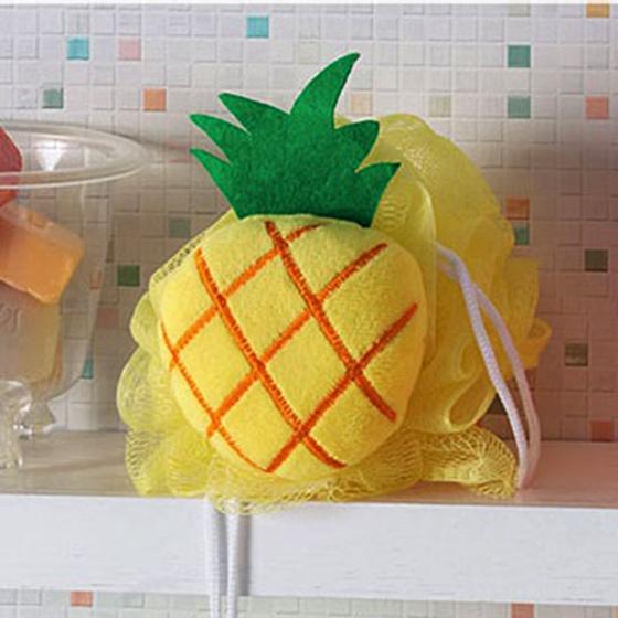 Imagem de Esponja de Banho Bouton Frutas Abacaxi com Corda Nylon Amarelo