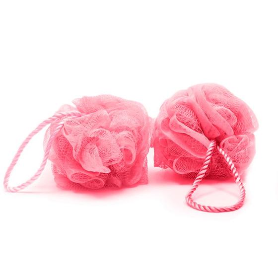 Imagem de Esponja De Banho Buettner Pote C/ 2 Unidades C/ Cordão Nylon Rosa