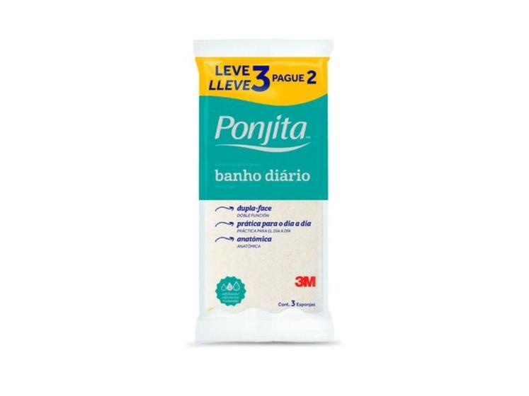 Esponja de Banho Diario Ponjita 3M Amarela Leve 3 e Pague 2 Imagem de Esponja de Banho Diario Ponjita 3M Amarela Leve 3 e Pague 2