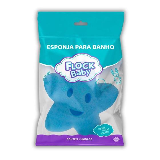 Imagem de Esponja De Banho Infantil Flock Baby Estrela Azul