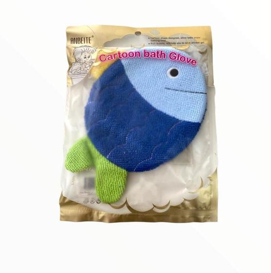 Imagem de Esponja De Banho Infantil Luva Bichinhos - Peixe Azul