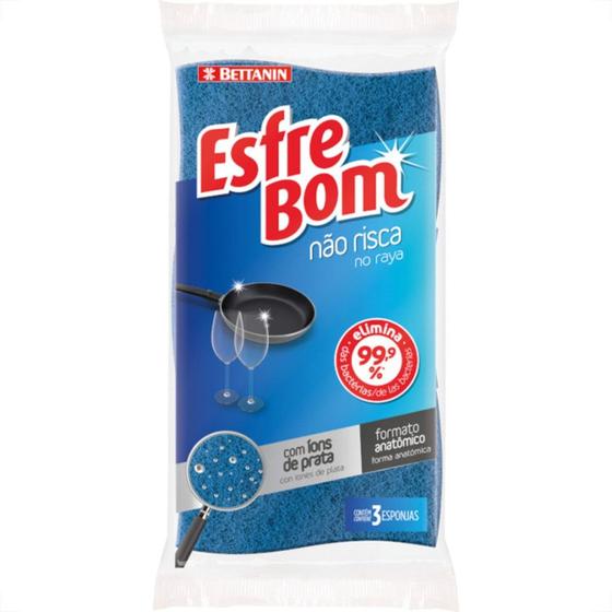 Imagem de Esponja Esfrebom Nao Risca C/3