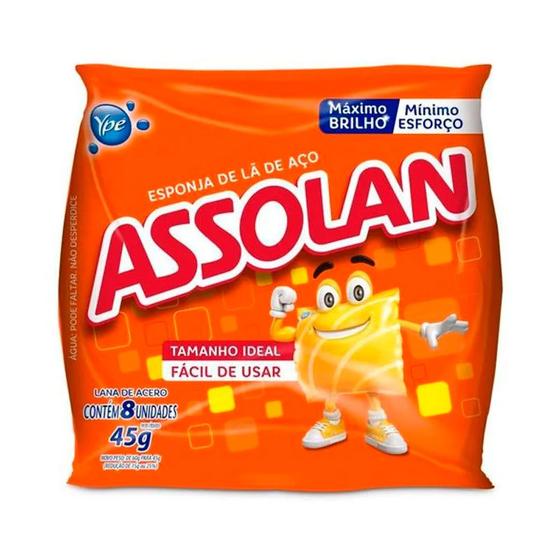 Imagem de Esponja Lã de Aço 45g com 8 Unidades Assolan