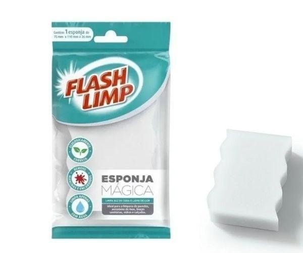 Imagem de Esponja Mágica Ecológica Flashlimp Limpa Paredes Limpa Tudo