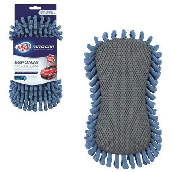 Imagem de Esponja Microfibra Para Lavagem Automotiva Flash Limp