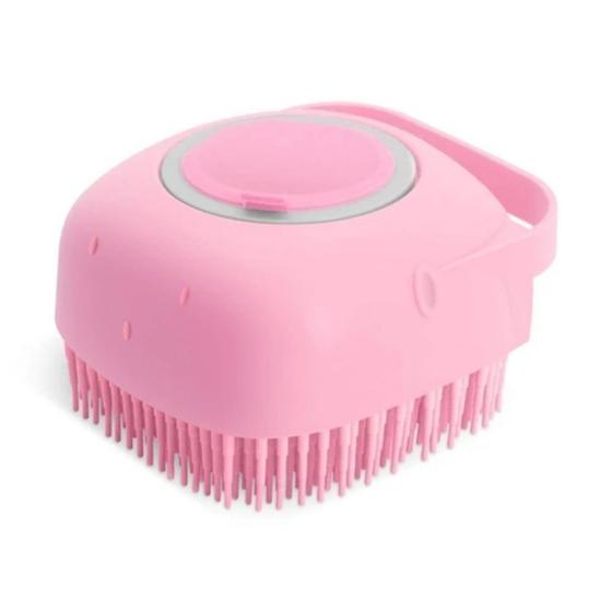Imagem de Esponja Para Banho de Silicone com Dispenser Massageador Escova Shampoo Sabonete Liquido crianca pet