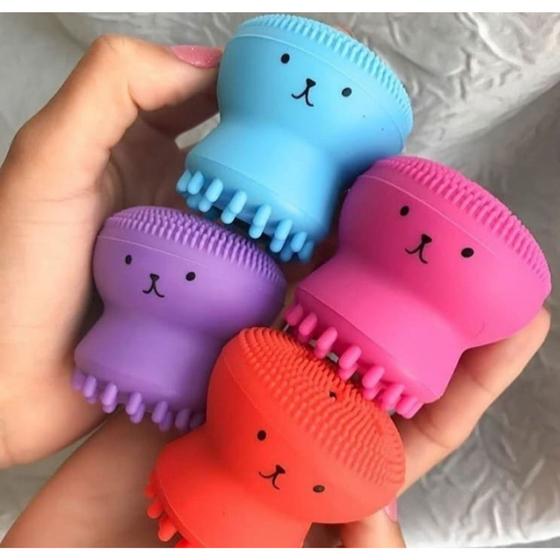 Imagem de Esponja Silicone De Limpeza Esfoliação Massagem Facial Polvo Mini