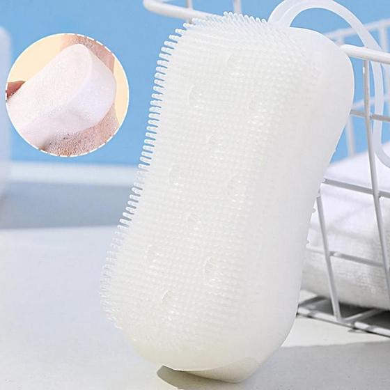 Imagem de Esponja Silicone Limpeza Com Alça Acessório Banho Multifuncional